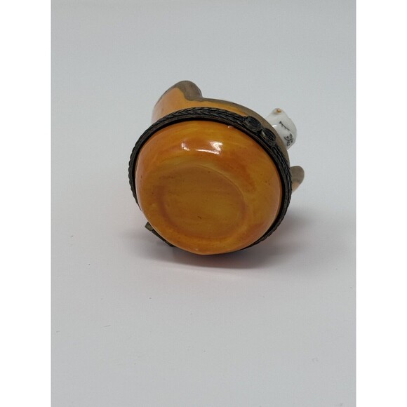 Sleeping Cat Kitten in Chair Trinket Jewelry Box 3” Red Orange - Picture 5 of 7